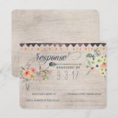 Carte de réponse de mariage floral bohème chic (Devant / Derrière)