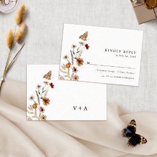 Carte de réponse de mariage floral boho