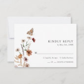 Carte de réponse de mariage floral boho (Devant)
