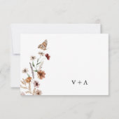 Carte de réponse de mariage floral boho (Dos)