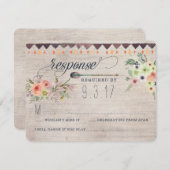 Carte de réponse de mariage floral Boho Chic (Devant / Derrière)