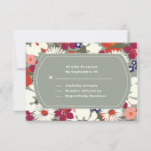 Carte de réponse de mariage floral boho chic vert (Devant)