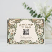 Carte de réponse de mariage floral classique Art N (Debout devant)