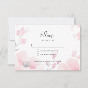 Carte de réponse de mariage floral d'anémone rose