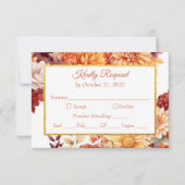 Carte de réponse de mariage floral d'automne (Devant)
