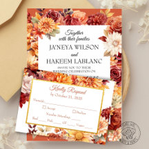 Carte de réponse de mariage floral d'automne