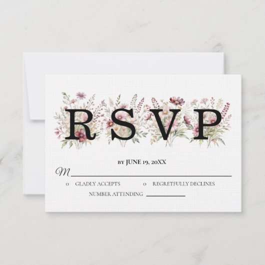Carte de réponse de mariage floral de printemps (Devant)