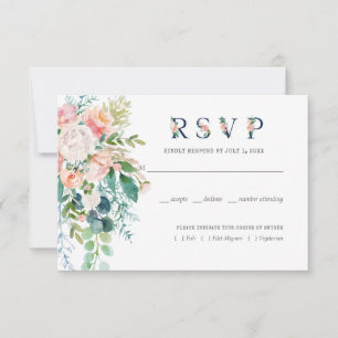 Carte de réponse de mariage floral estivale rosée