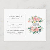 Carte de réponse de mariage floral estivale rosiss (Dos)