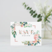 Carte de réponse de mariage floral estivale rosiss (Debout devant)