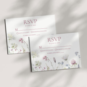 Carte de réponse de mariage floral Fleur sauvage