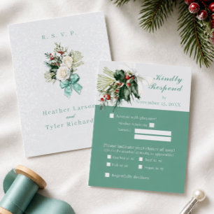 Carte de réponse de mariage floral hivernal