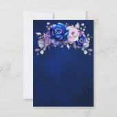 Carte de réponse de mariage floral lilas bleu roya (Dos)
