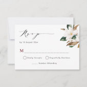 carte de réponse de mariage floral magnolia bordea (Devant)