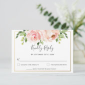 Carte de réponse de mariage floral moderne blush (Debout devant)