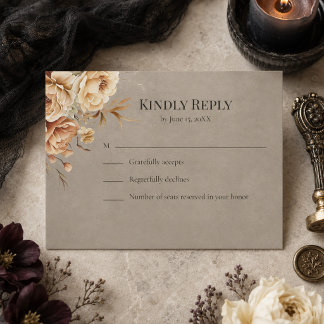 Carte de réponse de mariage floral noir de sorcièr