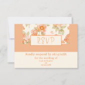 Carte de réponse de mariage floral orange (Devant)