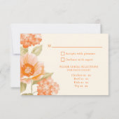 Carte de réponse de mariage floral orange (Dos)