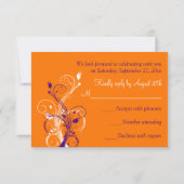 Carte de réponse de mariage floral orange blanc vi (Dos)