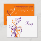 Carte de réponse de mariage floral orange blanc vi (Devant / Derrière)
