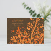 Carte de réponse de mariage floral orange marron a (Debout devant)