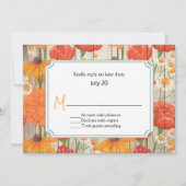 Carte de réponse de mariage floral orange rustique (Devant)