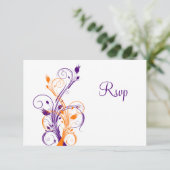 Carte de réponse de mariage floral orange violet b (Debout devant)
