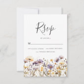 Carte de réponse de mariage floral pourpre (Devant)