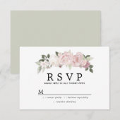 Carte de réponse de mariage floral rose blanc rust (Devant / Derrière)