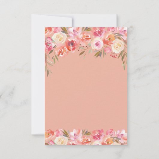 Carte de réponse de mariage floral rose pêche past (Dos)