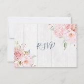 Carte de réponse de mariage floral rose rustique d (Dos)