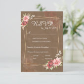 Carte de réponse de mariage floral rustique (Debout devant)
