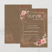 Carte de réponse de mariage floral rustique (Devant / Derrière)