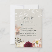 Carte de réponse de mariage floral rustique bordea (Devant)