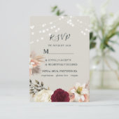 Carte de réponse de mariage floral rustique bordea (Debout devant)