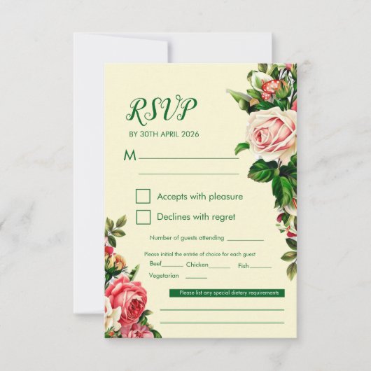Carte de réponse de mariage Floral Timeless (Devant)