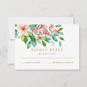 Carte de réponse de mariage floral tropical