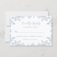 Carte de réponse de mariage floral vintage bleu