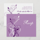 Carte de réponse de mariage floral violet, lilas e (Devant / Derrière)
