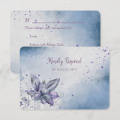 Carte de réponse de mariage Floral Violet Moderne (Devant / Derrière)