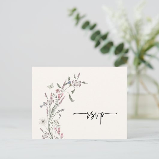 Carte de réponse de mariage florale (Debout devant)