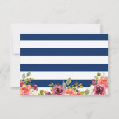 Carte de réponse de mariage florale à l'ancre naut (Dos)