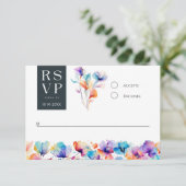 Carte de réponse de mariage florale à l'aquarelle (Debout devant)