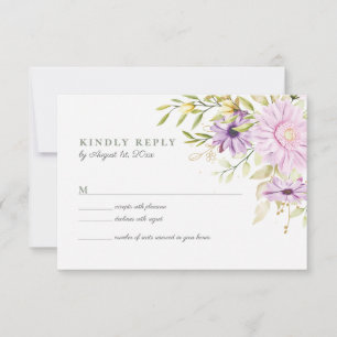 Carte de réponse de mariage florale à l'aquarelle