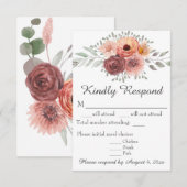 Carte de réponse de mariage florale à l'aquarelle (Devant / Derrière)