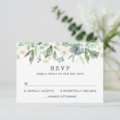 Carte de réponse de mariage florale à l'aquarelle (Debout devant)