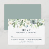 Carte de réponse de mariage florale à l'aquarelle (Devant / Derrière)