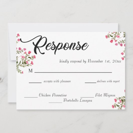 Carte de réponse de mariage florale à l'aquarelle (Devant)