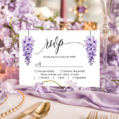 Carte de réponse de mariage florale à l'écriture r