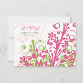 Carte de réponse de mariage florale abstraite rose (Dos)